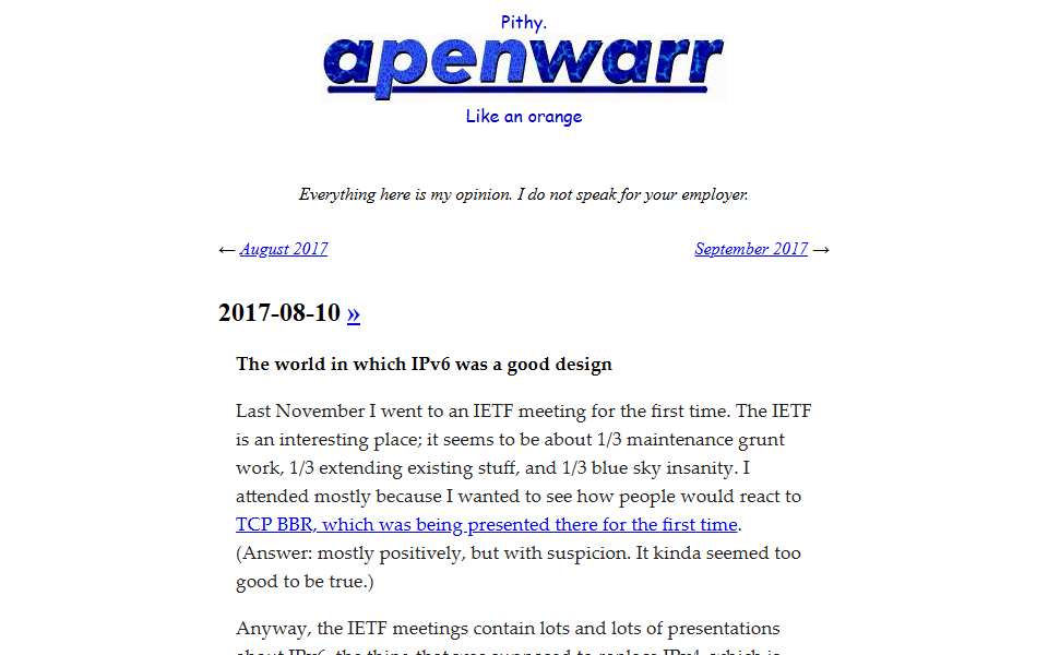 Screenshot of apenwarr.ca captured 2026-07-20