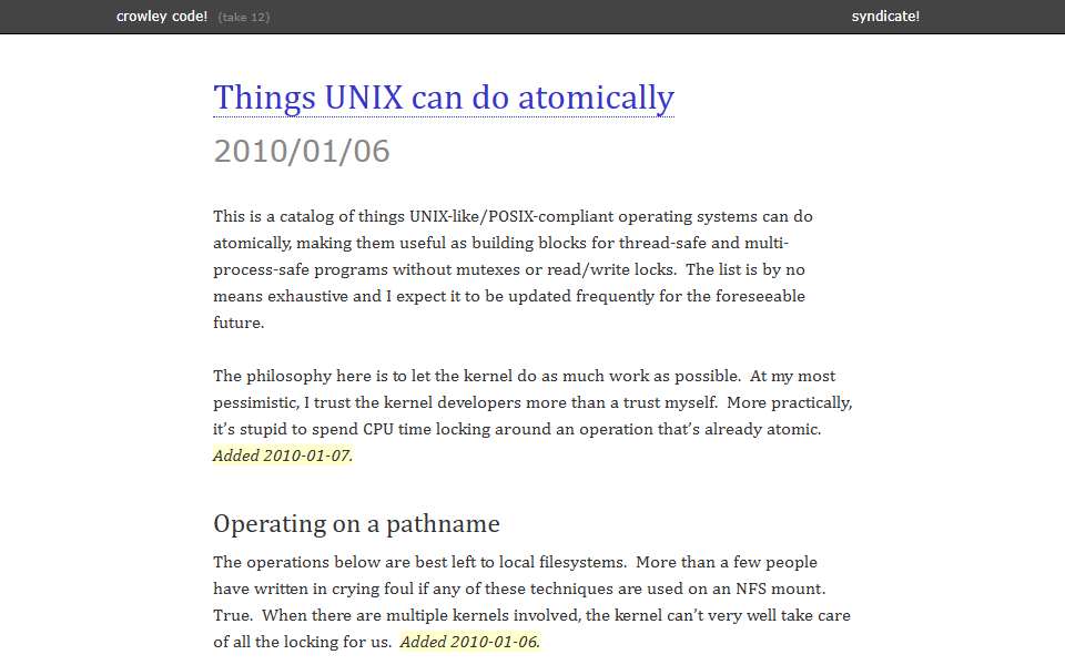 Screenshot of rcrowley.org captured 2026-07-20