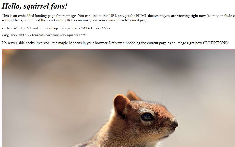 Screenshot of lcamtuf.coredump.cx captured 2026-07-20