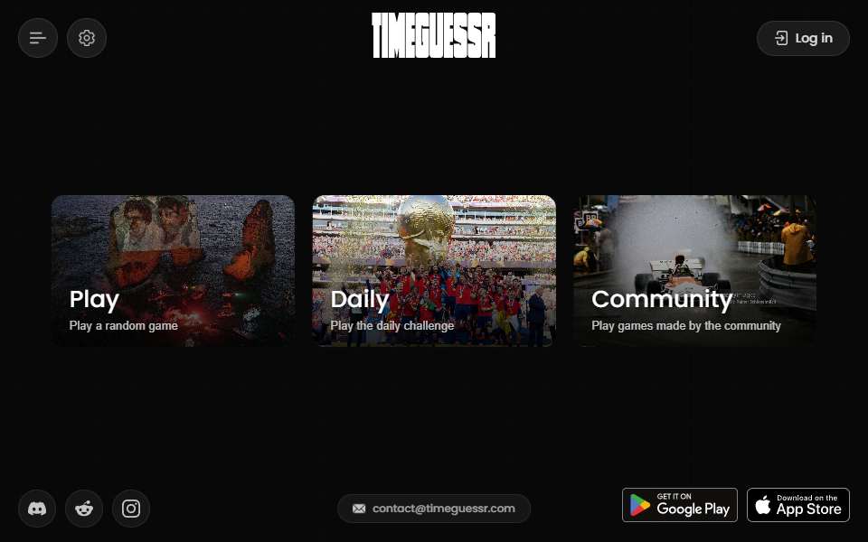 Screenshot of timeguessr.com captured 2026-07-20