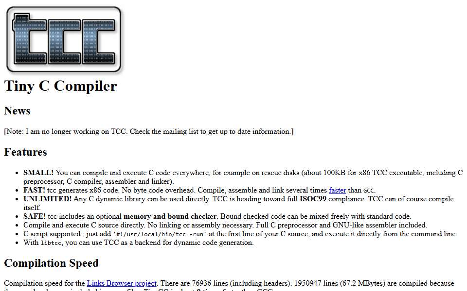 Screenshot of bellard.org captured 2026-07-20