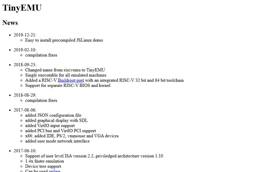 Screenshot of bellard.org captured 2026-07-20