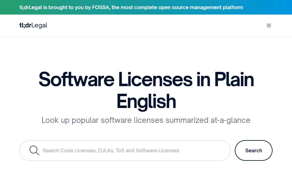 Screenshot of tldrlegal.com captured 2026-07-20