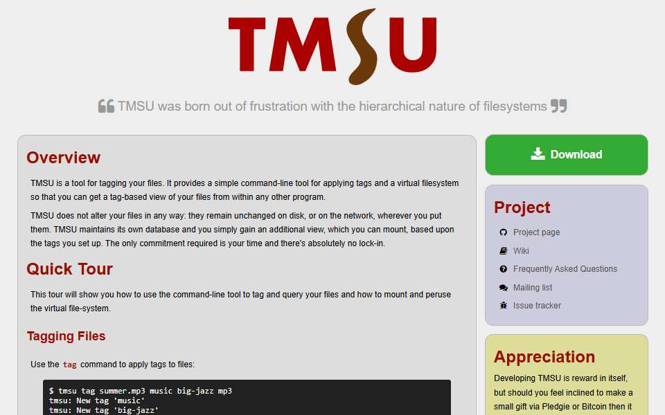 Screenshot of tmsu.org captured 2026-07-20