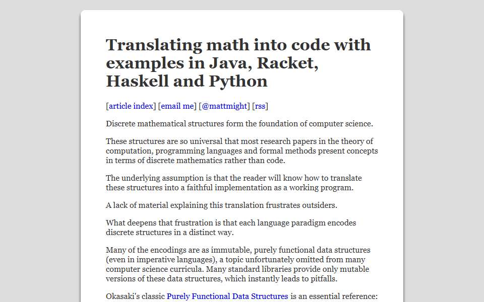 Screenshot of matt.might.net captured 2026-07-20