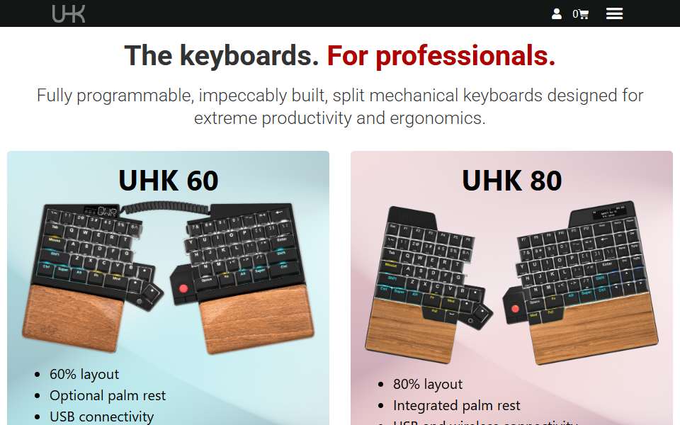 Screenshot of ultimatehackingkeyboard.com captured 2026-07-20