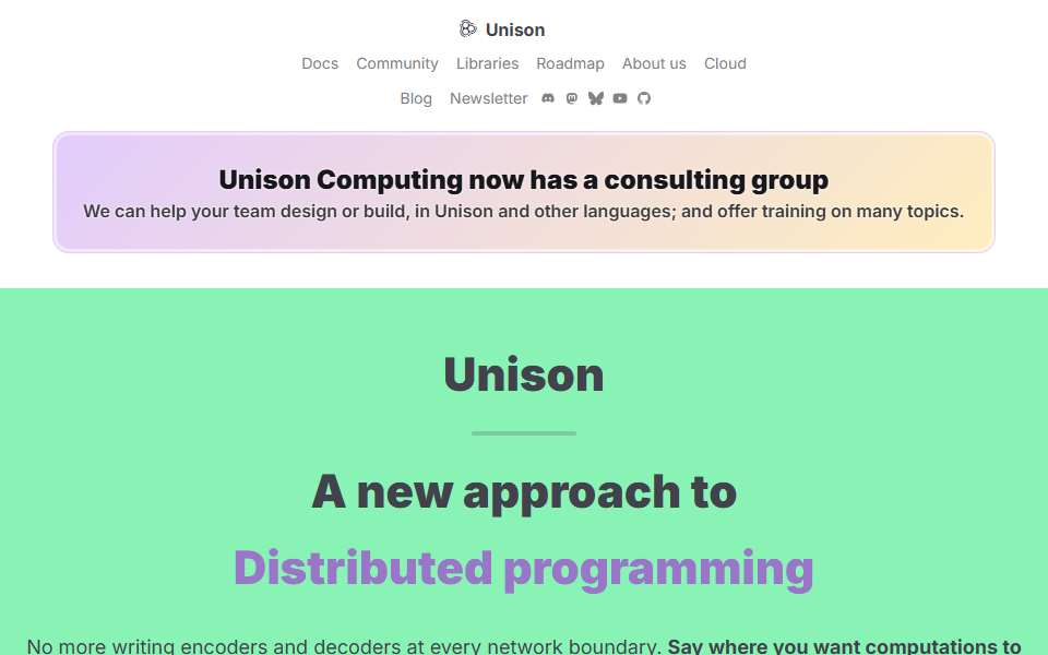 Screenshot of www.unisonweb.org captured 2026-07-20