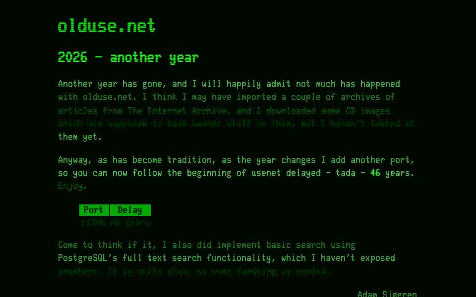 Screenshot of olduse.net captured 2026-07-20