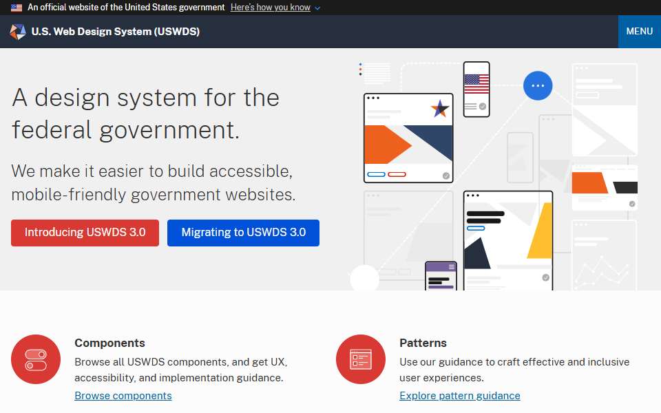 Screenshot of designsystem.digital.gov captured 2026-07-20