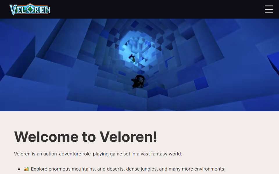 Screenshot of veloren.net captured 2026-07-20