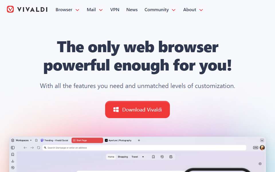 Screenshot of vivaldi.com captured 2026-07-20