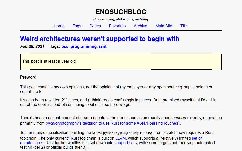 Screenshot of blog.yossarian.net captured 2026-07-20