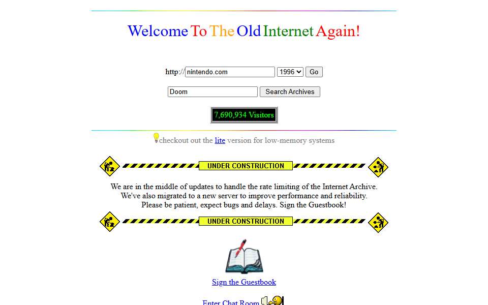 Screenshot of theoldnet.com captured 2026-07-20