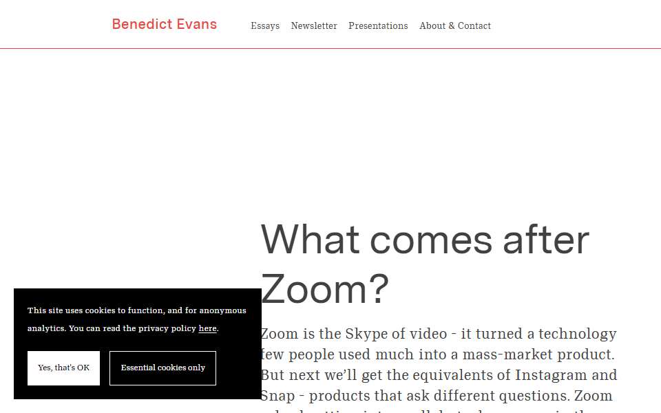 Screenshot of www.ben-evans.com captured 2026-07-20