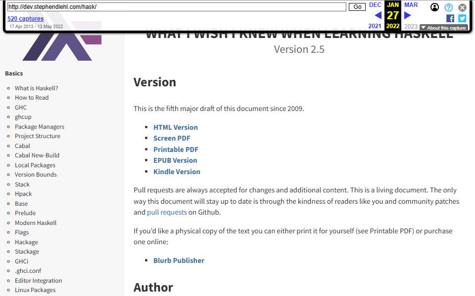 Screenshot of dev.stephendiehl.com captured 2026-07-20