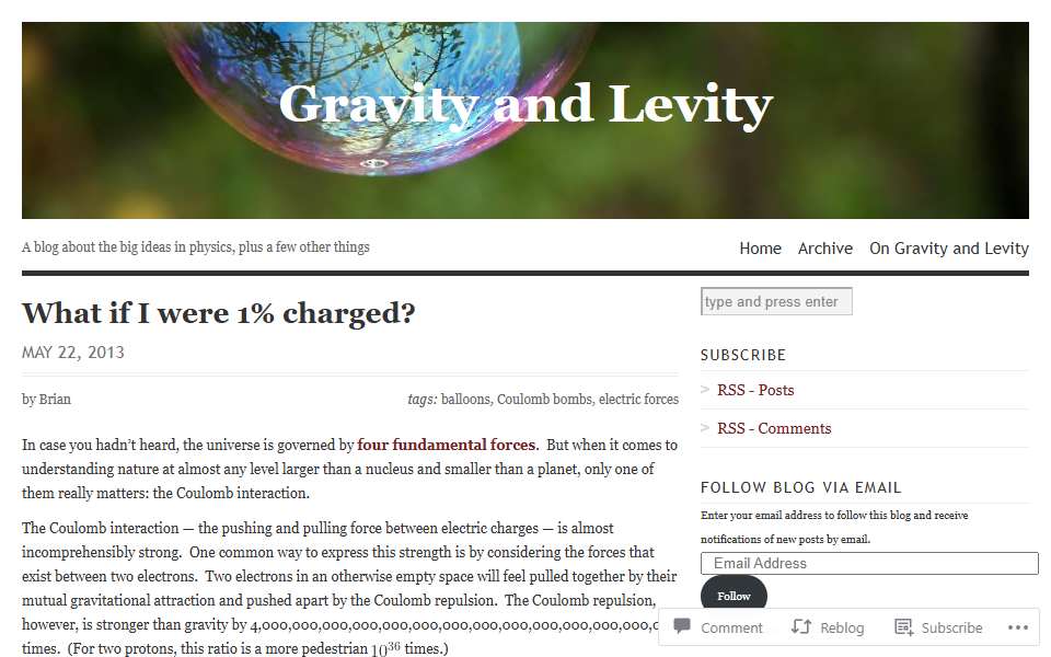 Screenshot of gravityandlevity.wordpress.com captured 2026-07-20