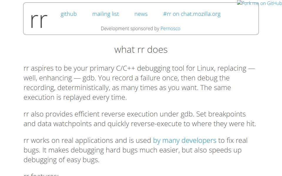 Screenshot of rr-project.org captured 2026-07-20
