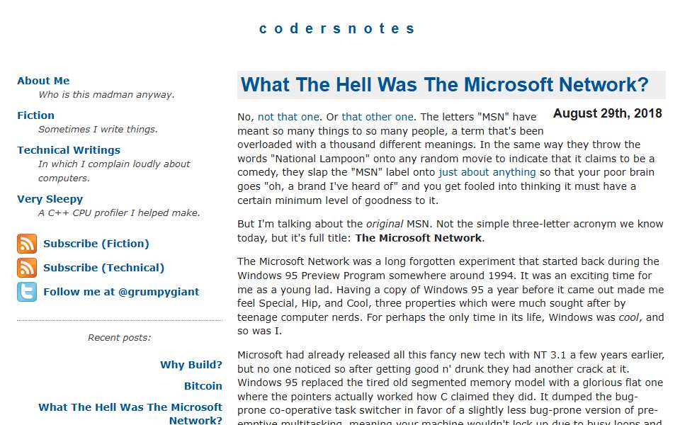 Screenshot of www.codersnotes.com captured 2026-07-20
