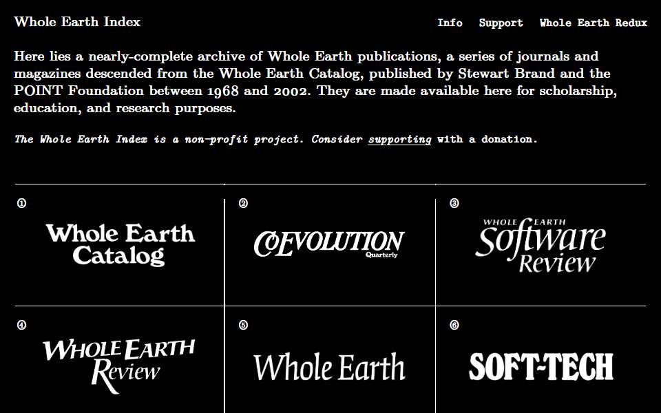 Screenshot of wholeearth.info captured 2026-07-20