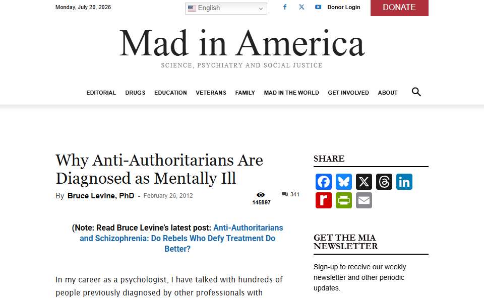 Screenshot of www.madinamerica.com captured 2026-07-20
