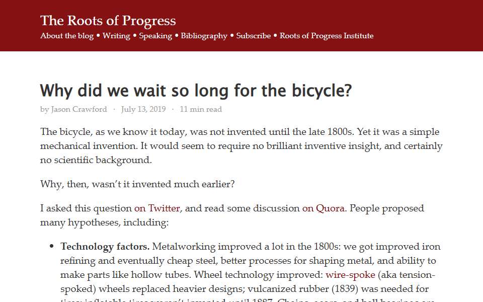 Screenshot of rootsofprogress.org captured 2026-07-20
