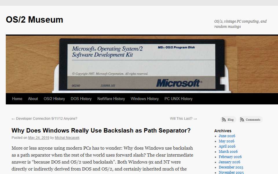 Screenshot of www.os2museum.com captured 2026-07-20