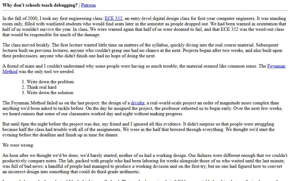 Screenshot of danluu.com captured 2026-07-20