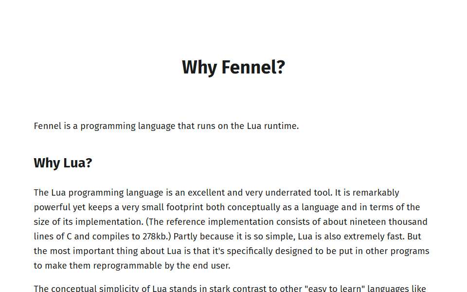Screenshot of fennel-lang.org captured 2026-07-20
