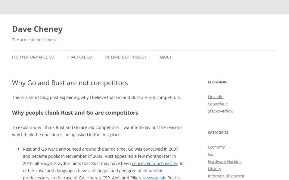Screenshot of dave.cheney.net captured 2026-07-20