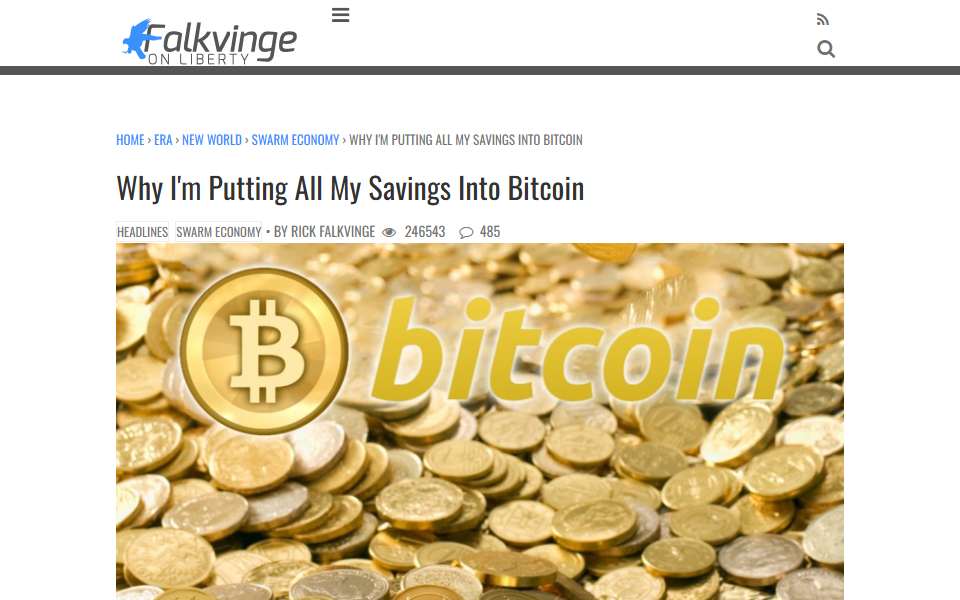 Screenshot of falkvinge.net captured 2026-07-20