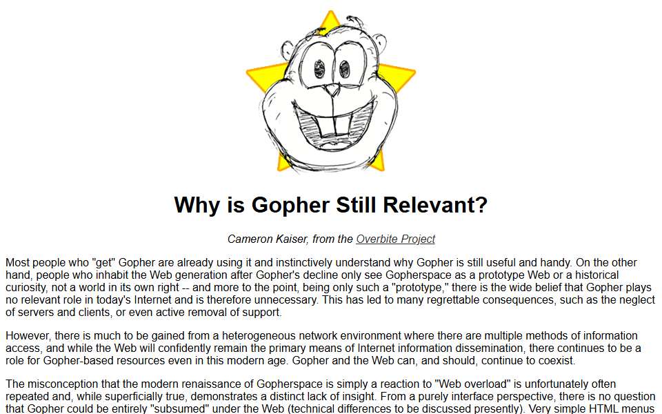 Screenshot of gopher.floodgap.com captured 2026-07-20