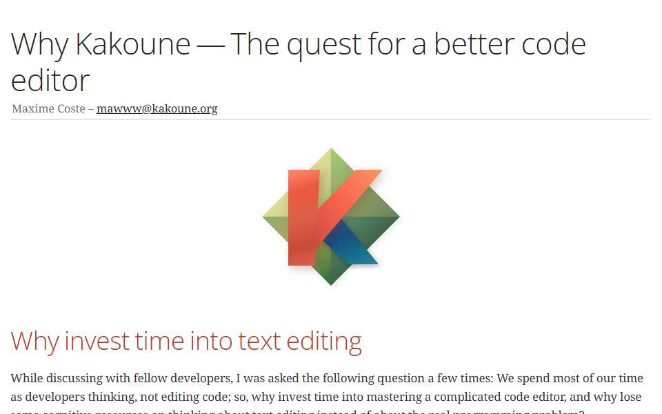 Screenshot of kakoune.org captured 2026-07-20