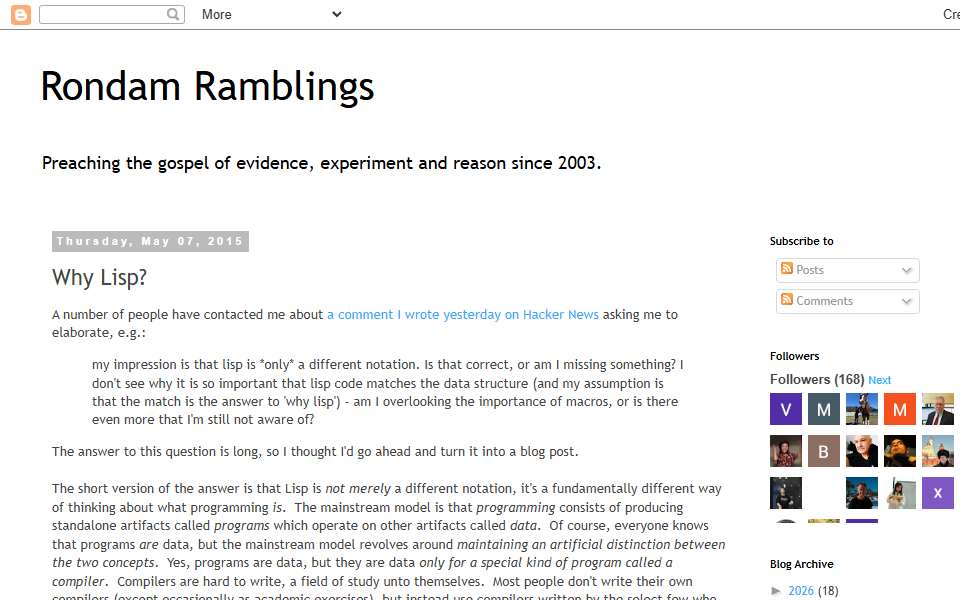 Screenshot of blog.rongarret.info captured 2026-07-20