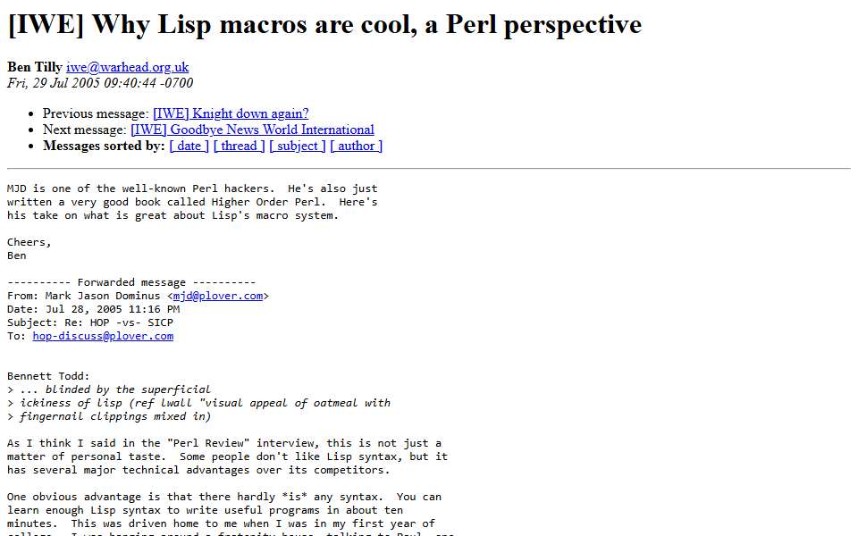 Screenshot of lists.warhead.org.uk captured 2026-07-20