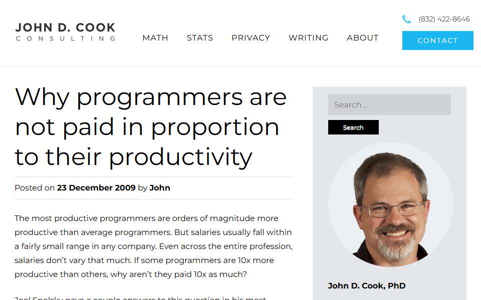 Screenshot of www.johndcook.com captured 2026-07-20