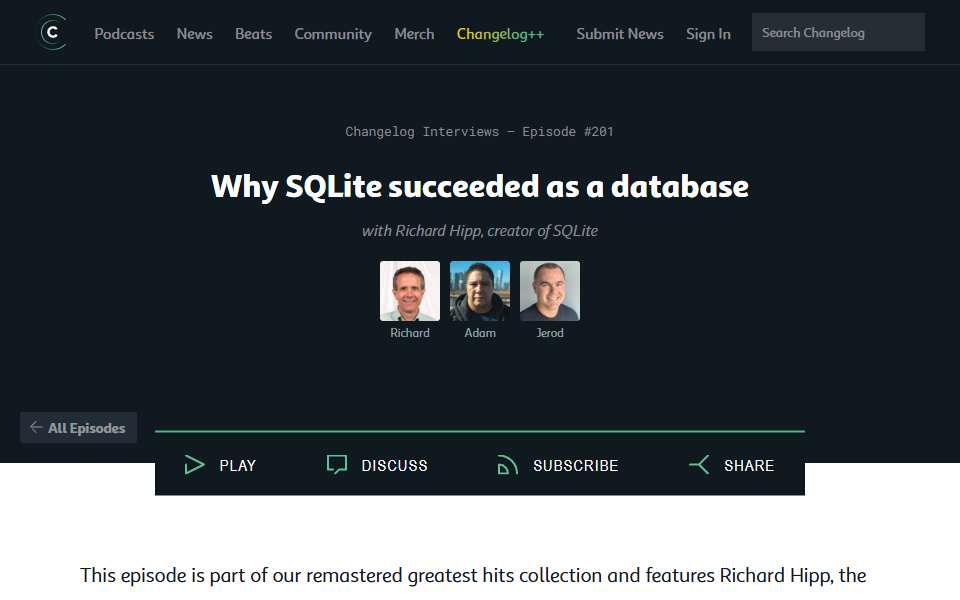 Screenshot of changelog.com captured 2026-07-20