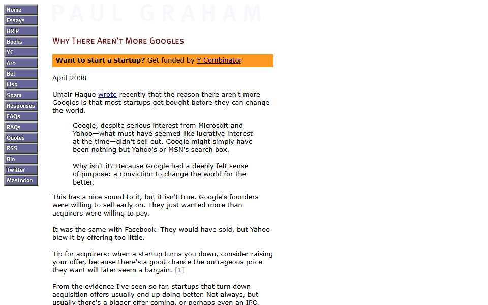 Screenshot of paulgraham.com captured 2026-07-20