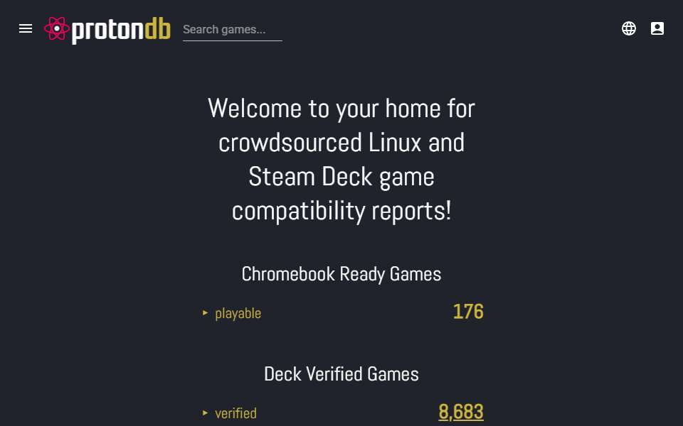 Screenshot of www.protondb.com captured 2026-07-20