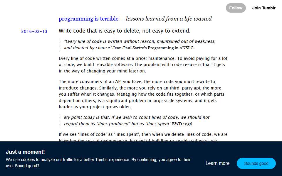 Screenshot of programmingisterrible.com captured 2026-07-20