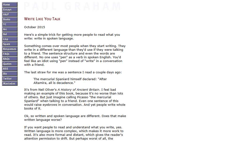 Screenshot of paulgraham.com captured 2026-07-20
