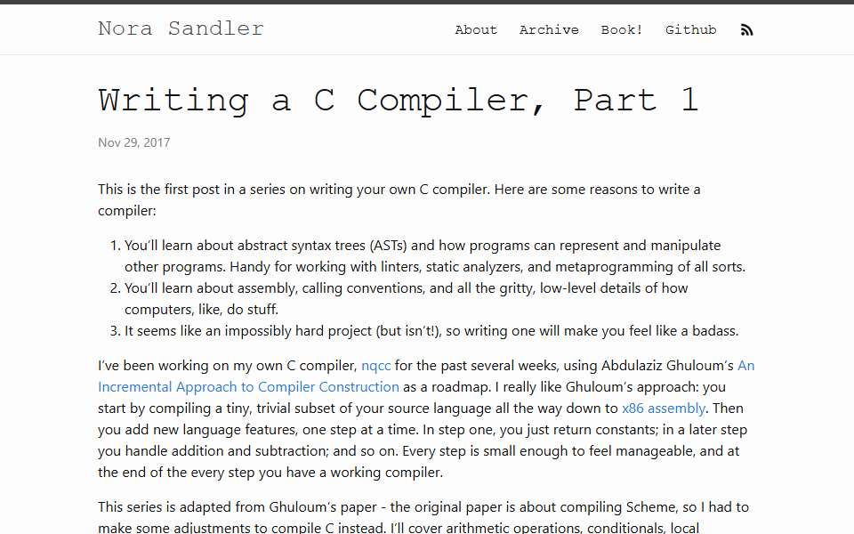 Screenshot of norasandler.com captured 2026-07-20