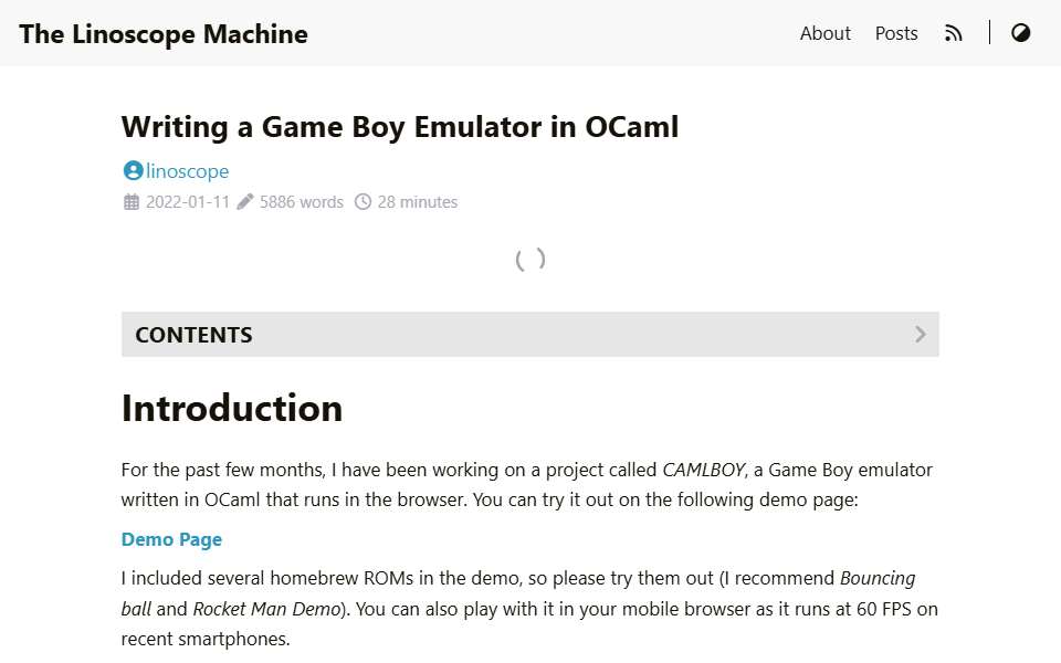 Screenshot of linoscope.github.io captured 2026-07-20