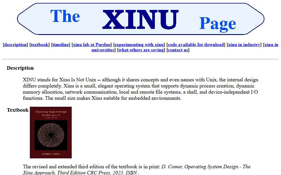 Screenshot of xinu.cs.purdue.edu captured 2026-07-20