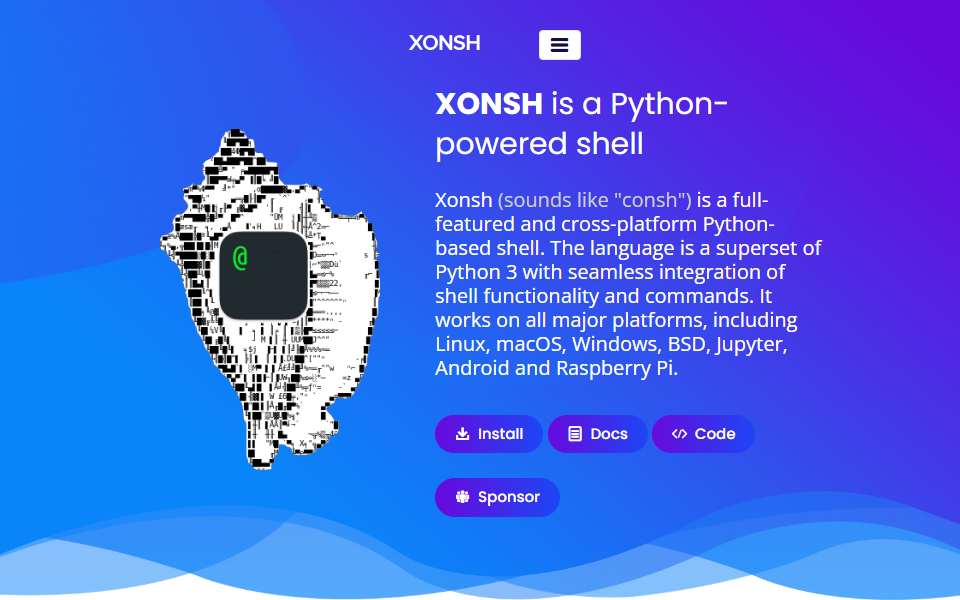 Screenshot of xon.sh captured 2026-07-20